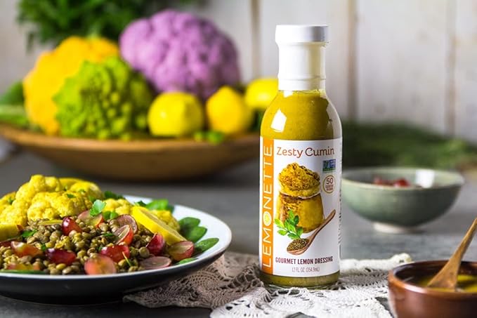 LEMONETTE Zesty Cumin with Tumeric Salad Dressing 1 Gourmet 12oz bottle: Keto Approved (As Seen In Women's Health), Sugar Free, Low Cal, Low Fat, Gluten Free, Vinegar Free, Soy Free, Canola Free, Vegan Certified
