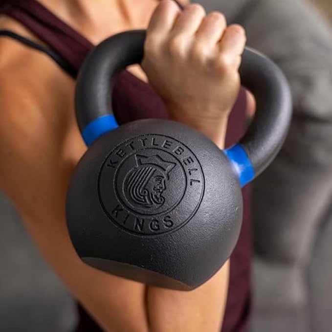 Kettlebell Kings Powder Coated Kettlebell Weights - 9-97 lb Strength Training Kettlebells for Men and Women - Hand Weights Workout Gym Equipment - Weights Set for Home Gym- New