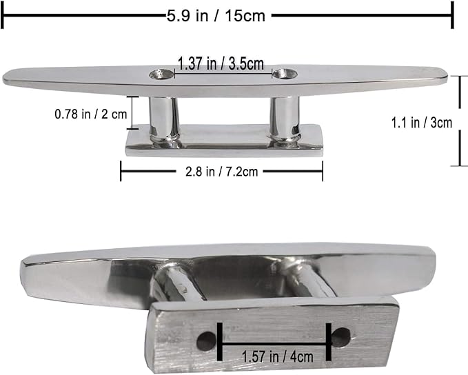 Boat Cleat Open Base Boat Cleat 4/5/6/8 inch, Dock Cleat All 316 Stainless Steel Boat Mooring Accessories, Include Installation Accessories Screws