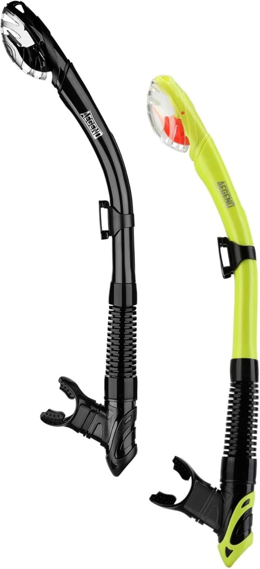 Aegend Dry Snorkel, Dive Mask Easy-Breath Free Diving Snorkel for Snorkeling Scuba Diving Freediving Swimming, with Top Dry Valve and Food-Grade Silicone Mouthpiece