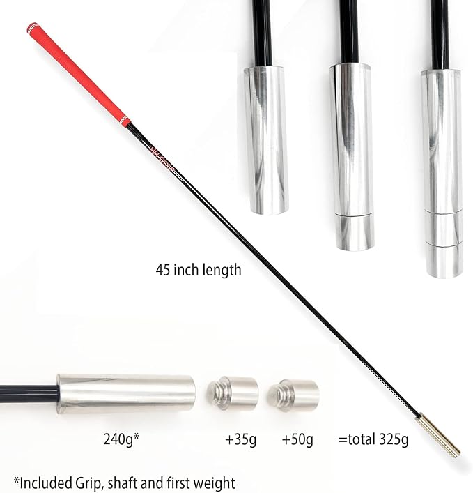 HH-GOLF Golf Swing Speed Trainer Golf Training Aid and Correction for Strength Golf Warm-up Stick Tempo Flexibility Training Club, with 3 Different Weights