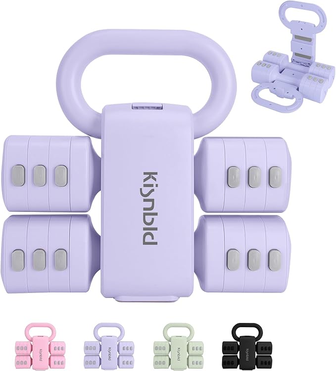 Adjustable Dumbbell Set of 2, 4 in 1 Free Weights Dumbbells Set for Women with Fast Adjustment, Each 2lb 3lb 4lb 5lb Hand Weights Set for Home Gym & Outdoor Exercise Training