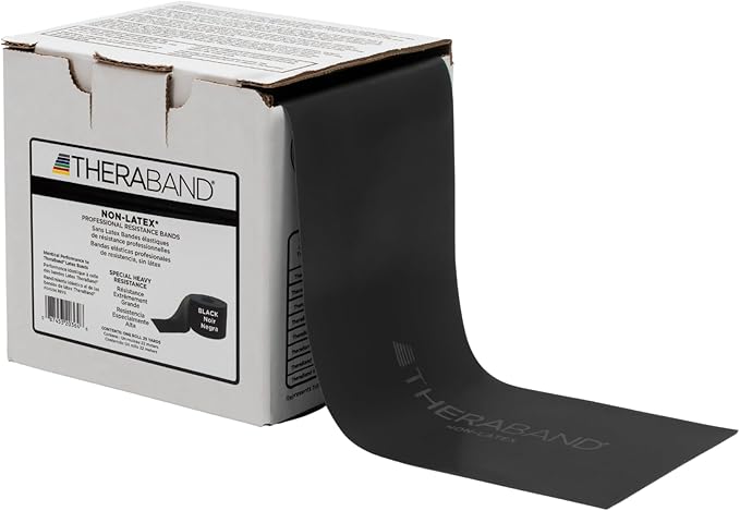 THERABAND Resistance Band 25 Yard Roll, Non-Latex Professional Elastic Stretch Bands for Upper & Lower Body Exercise Workouts, Physical Therapy, Lower Pilates, Flexibility, & Rehab, Dispenser Box