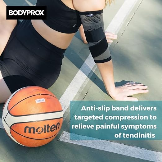 Bodyprox Elbow Brace with Strap for Tendonitis 2 Pack, Tennis Elbow Compression Sleeves, Golf Elbow Treatment