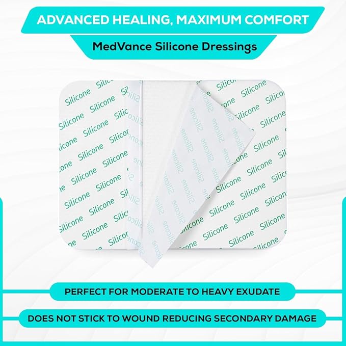 MedVance TM Silicone - Silicone Adhesive Foam Absorbent Dressing, 6"x8", Box of 5 dressings