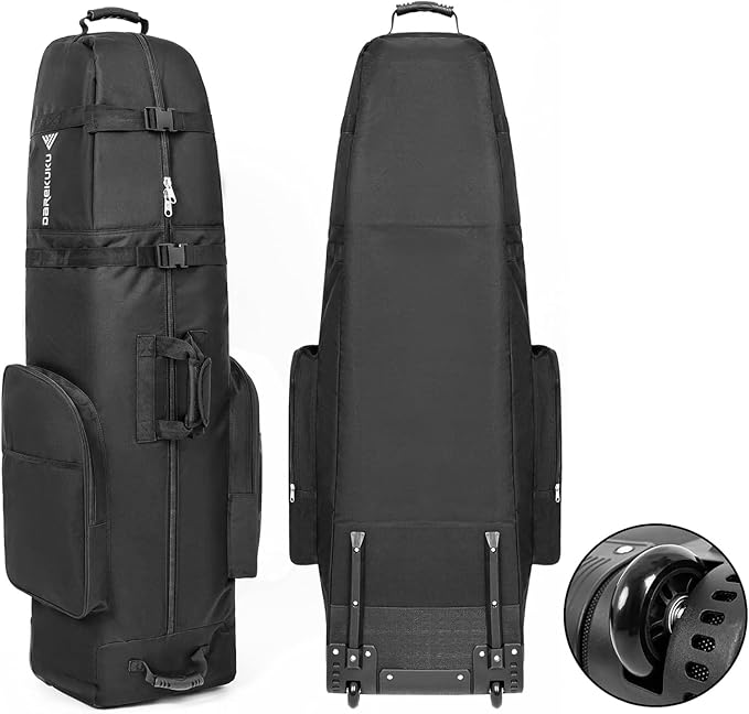 Golf Travel Bag with Wheels, Portable Golf Club Travel Cover for Airlines, 4 Large Pockets,1200D Heavy Duty Wear-Resistant, Soft Sided Foldable Golf Travel Case for Easy Storage