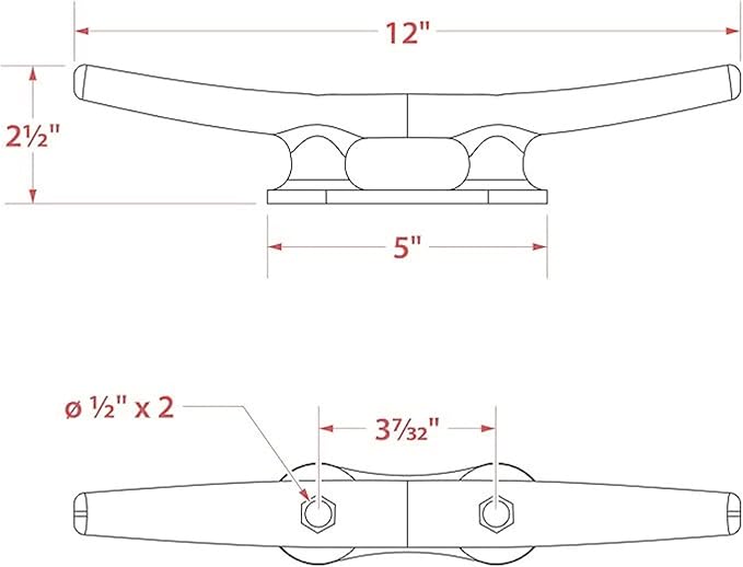 MarineNow Hot-Dipped Galvanized Iron Dock Cleat – Choose Size: 4", 6", 8", 10", 12", 14" – Heavy-Duty Boat Cleats for Dock Lines – Available in Single or Bulk Multi-Packs
