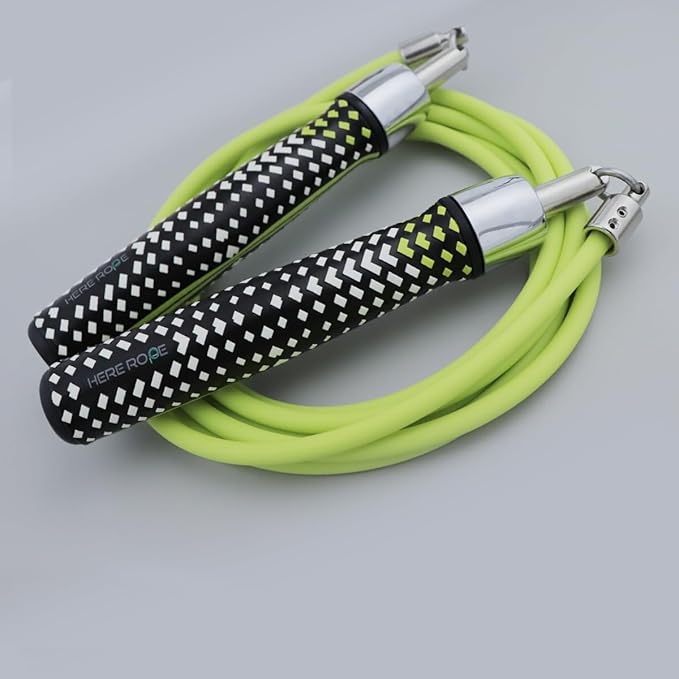 HEREROPE 1/4LB Weighted Jump Rope for Speed, Cardio, Boxing & Workout, Skipping Rope with Ball-bearing, Comfortable & Ergonomic Grip, Tangle Free Cable, Jump Ropes for Men Women Fitness