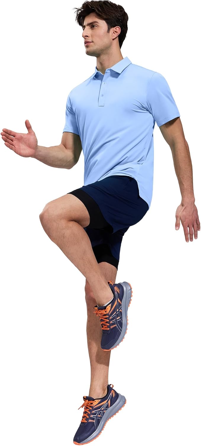 MIER Polo Shirts for Men Short Sleeve Dry Fit Performance Golf Tennis Active Collared Shirts, UPF 50+ Sun Protection