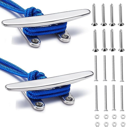 Boat Cleat Open Base Boat Cleat, Dock Cleat All 316 Stainless Steel Boat Mooring Accessories, Free Installation Accessories Screws(4/5 /6/8 inch)