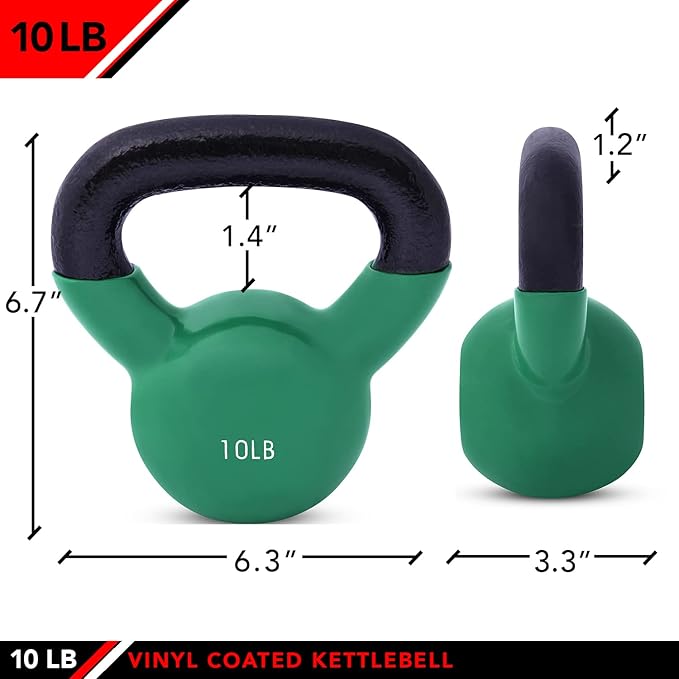 JFIT Kettlebell Weights Vinyl Coated Iron - 12 Size Options, 5lbs-50lbs - Coated for Floor and Equipment Protection, Noise Reduction, Ballistic, Core, Weight Training