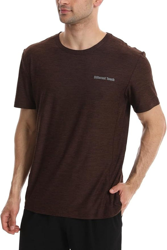 Different Touch Men’s Active Workout Quick Dry Crew Neck Short Sleeve T-Shirts