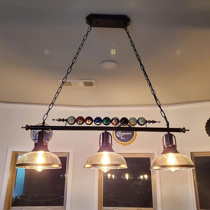 MADISH Billiard Pendant Lights, Retro Island Light Fixtures, for 7'-8' Hanging Pool Table Lights for Bar, Cafe, Billiards Room, Snooker Table, Kitchen Island, Beer Party