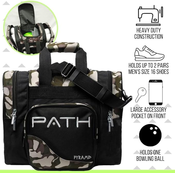 Pyramid Path Pro Deluxe Single Bowling Ball Tote - Holds One Ball, One Pair Shoes Up to Mens 15