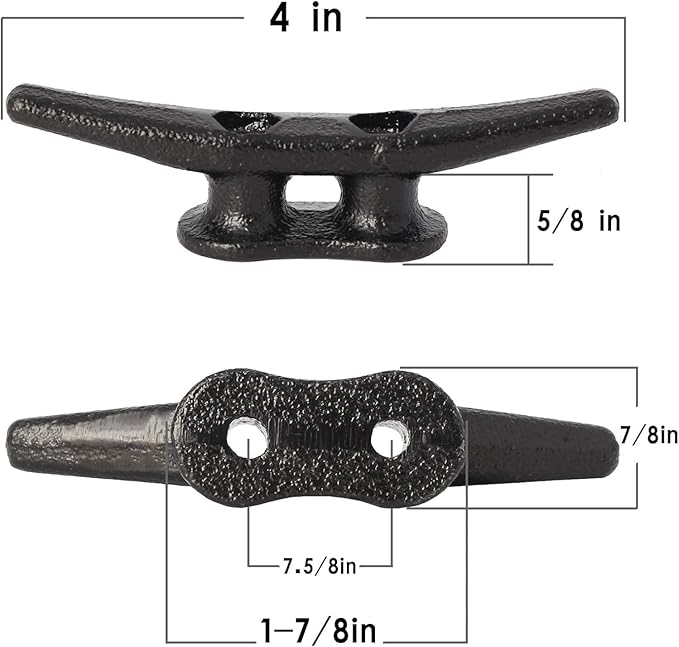 4 inch Dock Cleats 4/6/8/12/16/20/24 Pack,Boat Dock Cleats Rope Cleat Marine Cleats Iron Boat Cleats with Hardware ldeal for Deck,Nautical Decor,Cleats for Boat Dock,Boat Tie Down Cleats