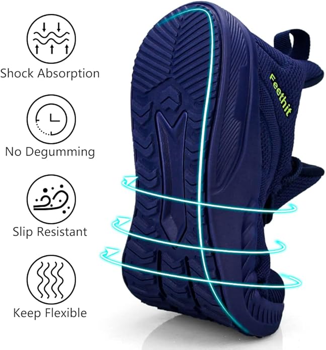 Feethit Mens Non Slip Walking Sneakers Lightweight Breathable Slip on Running Shoes Athletic Gym Tennis Shoes for Men