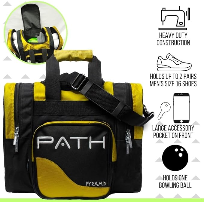 Pyramid Path Pro Deluxe Single Bowling Ball Tote - Holds One Ball, One Pair Shoes Up to Mens 15