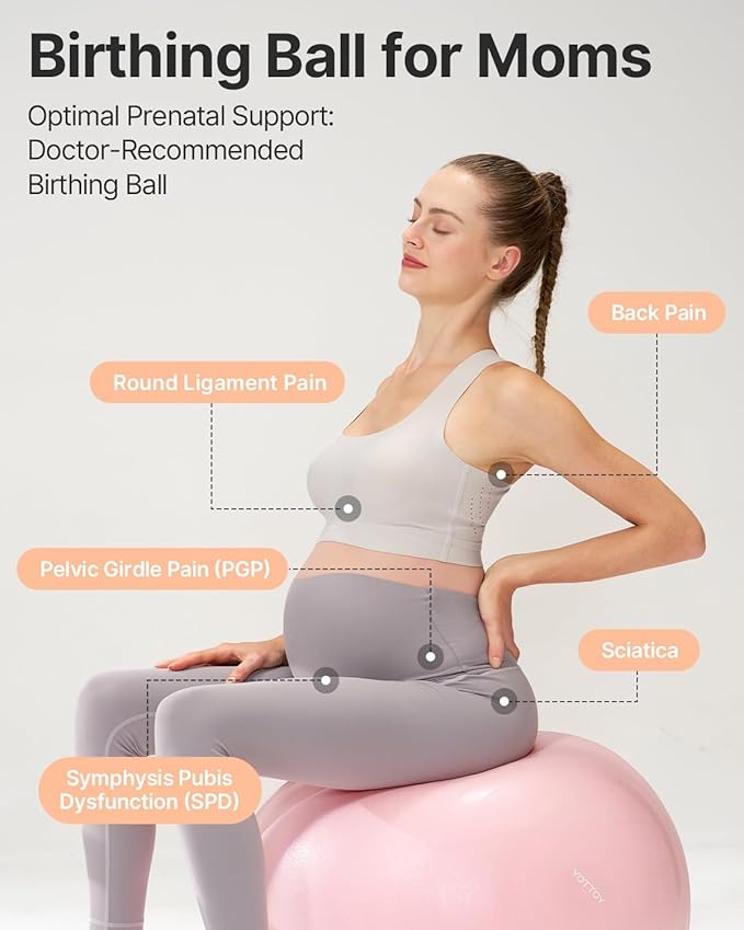 YOTTOY Pregnancy Ball - 1.8mm Thick Birthing Ball for Maternity Physio and Birth Preparation, Yoga and Exercise for Pregnancy - Includes Pump