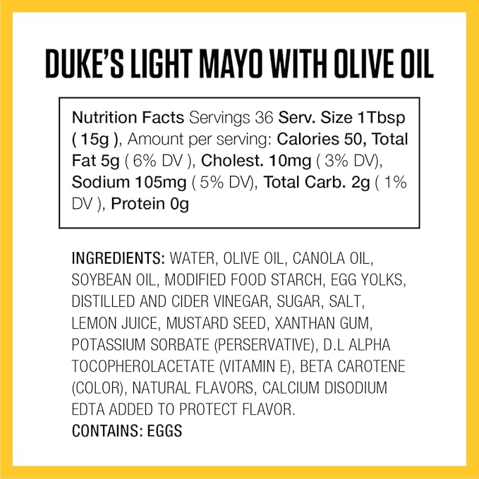 Duke’s Light Mayonnaise with Olive Oil Blend - Smooth & Creamy, 18 Ounce (Pack of 1)