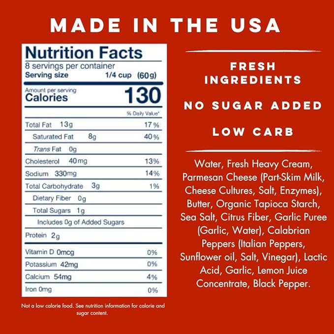 Yo Mama’s Foods Gourmet Keto Spicy Alfredo Pasta Sauce | (3) 16 Ounce Glass Bottles | Our Spicy Sauce is Low Carb, Paleo, Gluten Free, Low Calorie and is Made with only the Freshest Ingredients!