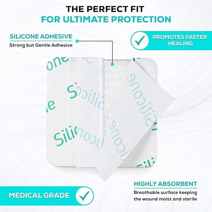 MedVance TM Silicone - Silicone Adhesive Foam Absorbent Dressing, 2"x2", Box of 5 dressings