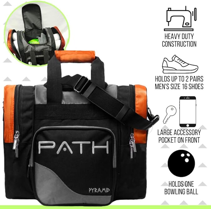 Pyramid Path Pro Deluxe Single Bowling Ball Tote - Holds One Ball, One Pair Shoes Up to Mens 15