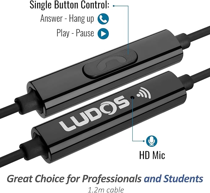 LUDOS Clamor USB C Headphones for iPhone 17 16 15 Pro Max Plus Air iPad Pro, 5 Years Warranty, USB-C Earbuds for Samsung Galaxy S24 S23 Ultra S22 S21 FE S20 A55 A54 A53, USB Type C Earphones - Black