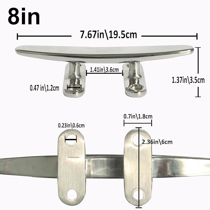 Boat Cleat Open Base Boat Cleat, Dock Cleat All 316 Stainless Steel Boat Mooring Accessories, Free Installation Accessories Screws(4/5 /6/8 inch)