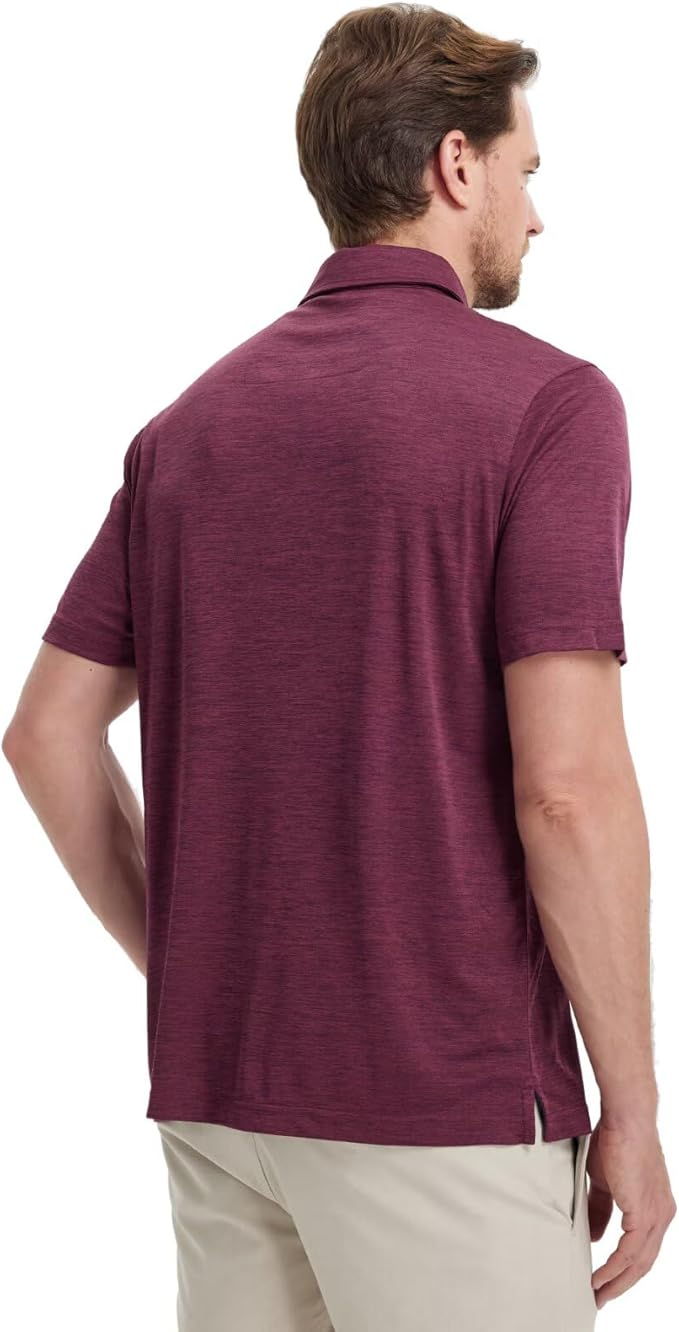 M MAELREG Golf Shirts for Men Short Sleeve Dry Fit Casual Striped Performance Moisture Wicking Collared Mens Polo Shirts