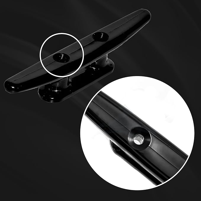 Nylon Boat Cleats Black, 4"/5"/6"/8", Marine Grade Dock Cleats for Rope, Kayak, Mooring, Canoe, Maritime Decor, Tie Down