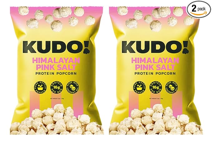 Kudo - Himalayan Pink Salt Kettle-Popped Protein Popcorn - Whole Grain, No Seed Oils, Gourmet Mushroom Kernel, Tasty Snack, Classic Flavor - 2oz