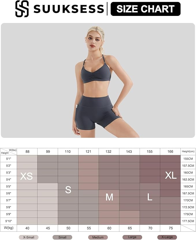 SUUKSESS Workout Sets for Women Padded Open Back Strappy Gym Set Criss Cross Yoga Sets 2 Pieces