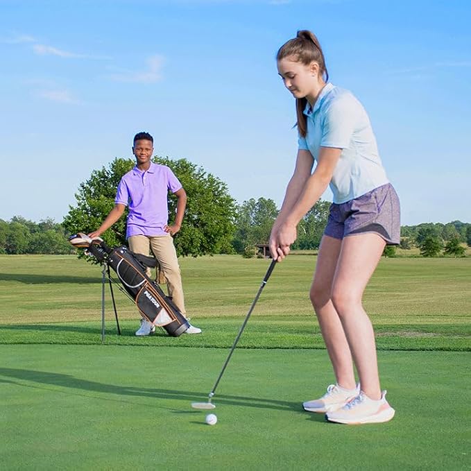 PGA TOUR Youth Golf Club Set for Ages 8-12 (4’8”-5’2”) and 12+ (5’2”+), Right and Left-Handed Kids Golf Sets – Beginner Junior Golf Clubs with Lightweight Stand Bag, Mallet Putter, Hybrid, Driver