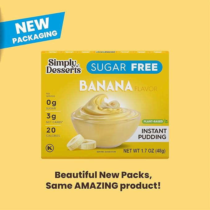Simply Desserts Vanilla, Strawberry, Banana & Chocolate Instant Pudding, Sugar-Free, Variety 12-Pack – Gluten-Free Dessert, Keto Snacks, Diabetic Friendly & Kosher, 1.7 Oz Ea