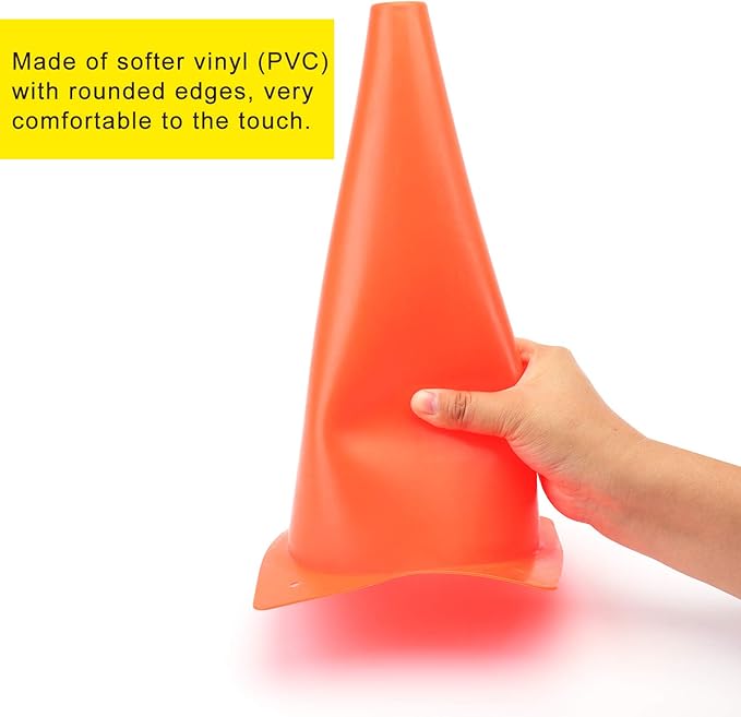 12 Inch Traffic Training Cones, Plastic Safety Parking Cones, Agility Field Marker Cones for Soccer Basketball Football Drills Training, Outdoor Sport Activity & Festive Events - 6 Colors