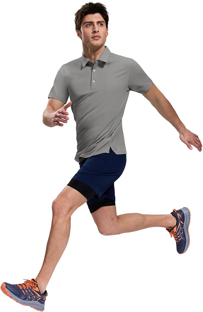 MIER Polo Shirts for Men Short Sleeve Dry Fit Performance Golf Tennis Active Collared Shirts, UPF 50+ Sun Protection