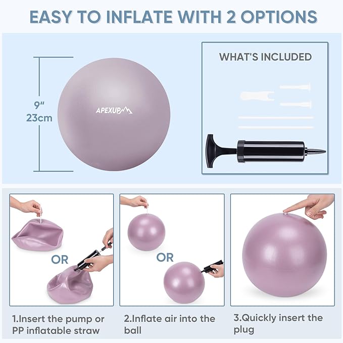 APEXUP Yoga & Pilates Ball - Anti Slip Heavy Duty Gym Ball for Fitness, Balance & Core Workout