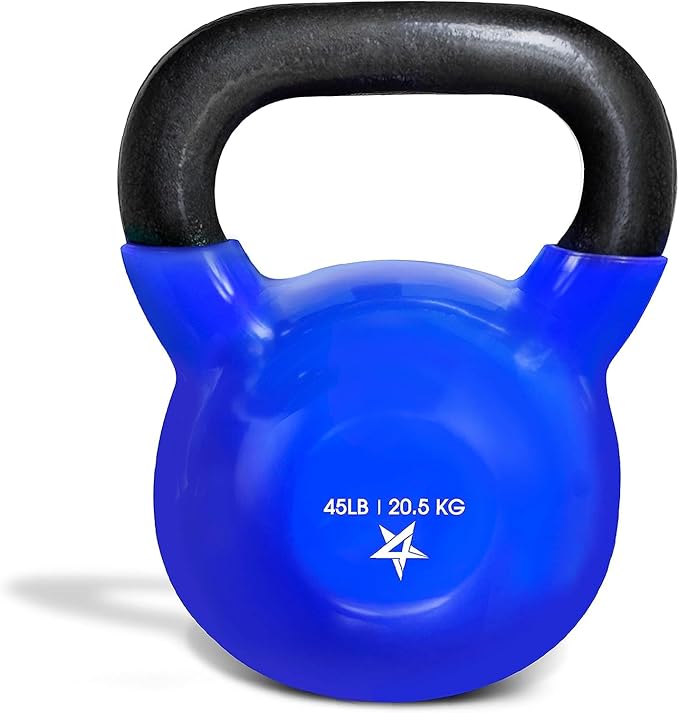 Yes4All 5-100 LB Kettlebells Vinyl Coated Cast Iron for Dumbbell Weights Exercises, Gym, Fitness, Full Body Workout Equipment Push up, Grip and Strength Training