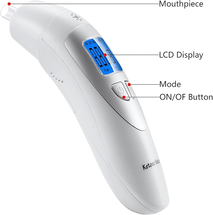 Ketosis Meter Portable Ketosis Breath Tester for Testing Ketosis - Home Ketone Breath Analyzer Professional Ketone Breath Meter - Accurately Monitor Ketonsis in Your Breath with 10 Mouthpieces