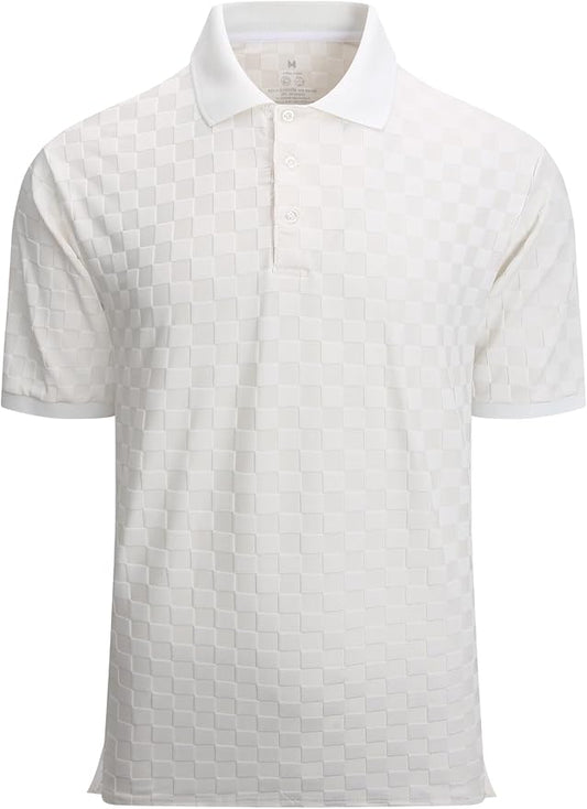 Esabel.C Golf Shirts for Men Dry Fit Performance Short Sleeve Print Moisture Wicking Collared Shirt