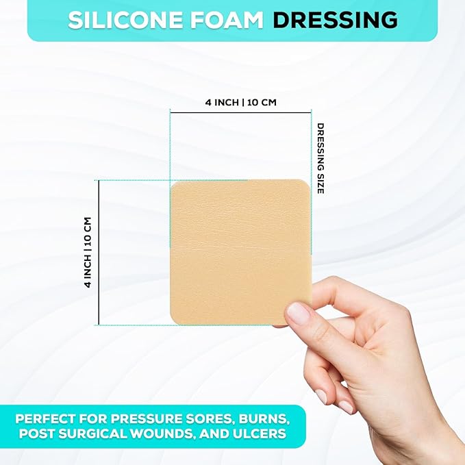 MedVance TM Silicone - Silicone Adhesive Foam Absorbent Dressing, 4"x4", Box of 5 dressings