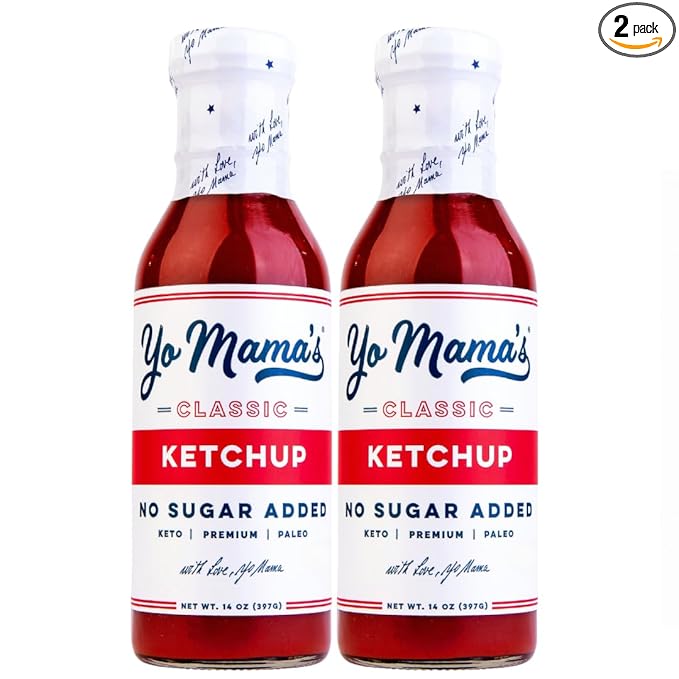 Yo Mama's Foods Keto Classic Ketchup – Pack of (2) - Zero Calorie, No Sugar Added, Low Carb, Vegan, Gluten Free, Paleo Friendly, and Made with Whole Non-GMO Tomatoes!