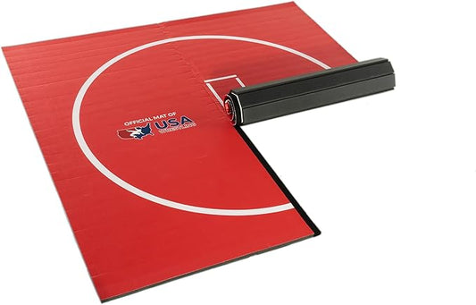 Dollamur 10’x10’x1.25” Wrestling Mat, Black, Home Workouts, Exercise, with Circles, FLEXI-Connect®