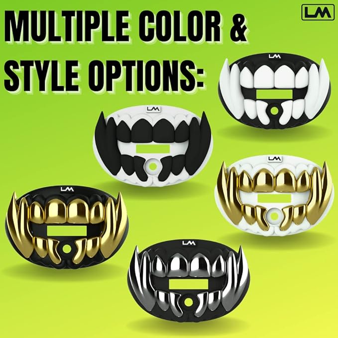 Loudmouth Football Mouth Guard - 3D Chrome Beast Football Mouthpiece, Fits Adult & Youth Ages 5+, Accessories Mouth Guard (3D Beast - Chrome Black/Silver)