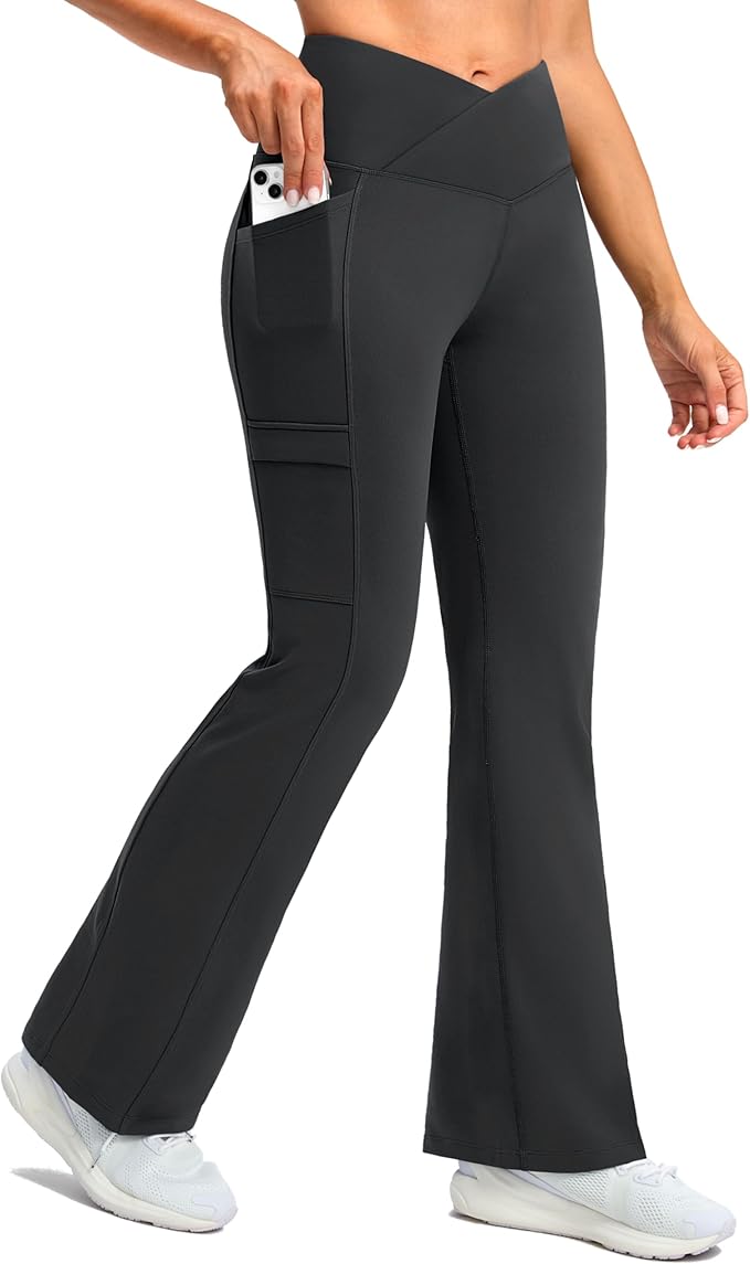 G Gradual Women's Fleece Lined Pants Water Resistant Winter Thermal Flare Leggings Hiking Snow Pants for Women 4 Pockets