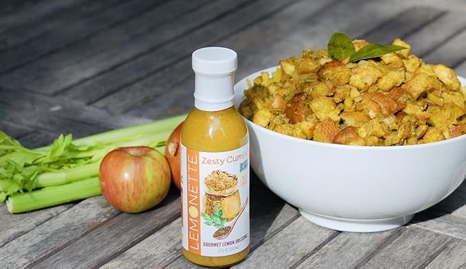 LEMONETTE Zesty Cumin with Tumeric Dressing- 1 Gourmet 12oz bottle: Keto Approved (As Seen In Women's Health), Sugar Free, Low Cal, Low Fat, Gluten Free, Vinegar Free, Soy Free, Canola Free, Vegan Certified