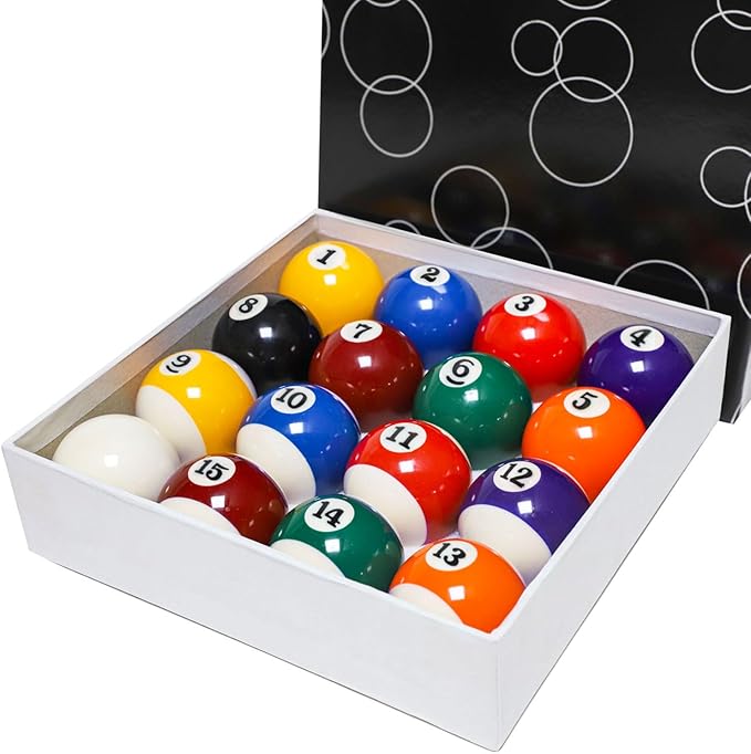 Billiard Balls Set 2-1/4" Regulation Size Pool Table Balls for Replacement (16 Resin Balls)