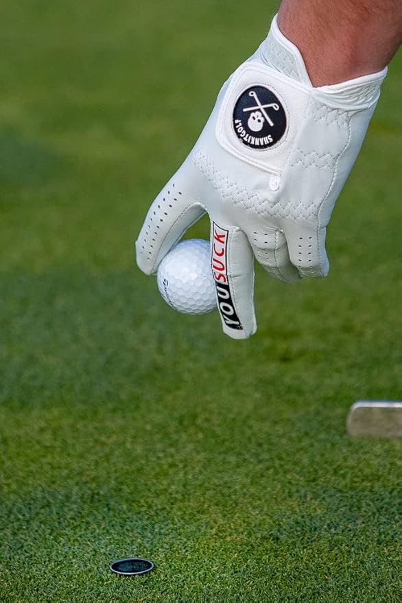 SHANKITGOLF - You Suck Golf Glove - Breathable, Lasting Grip - Made with Soft Cabretta Leather for Men & Women - Funny, for Golfers