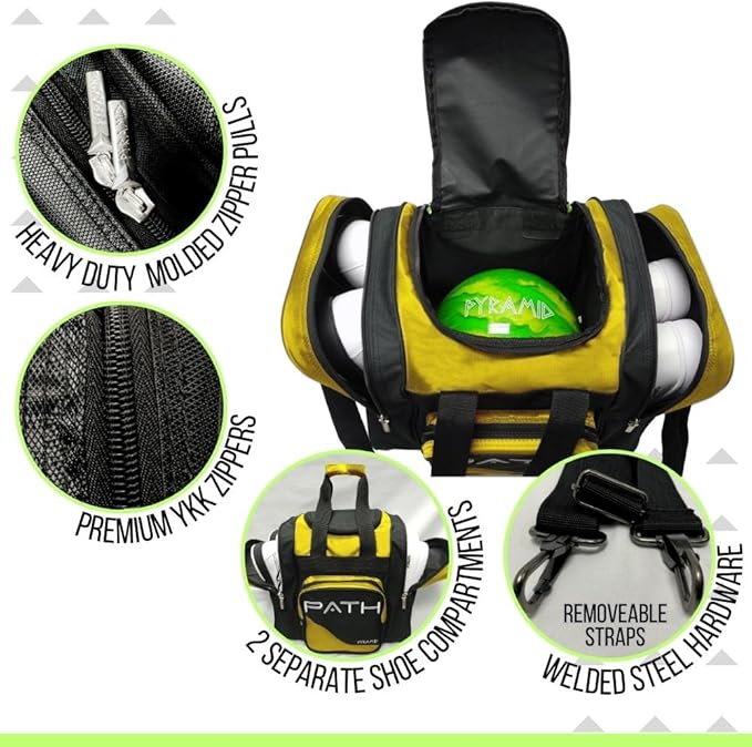 Pyramid Path Pro Deluxe Single Bowling Ball Tote - Holds One Ball, One Pair Shoes Up to Mens 15