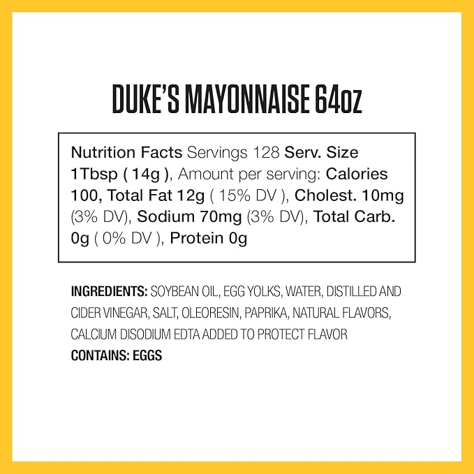 Duke’s Real Mayonnaise Jar – Original Smooth & Creamy Taste, 64 Ounce (Pack of 1)